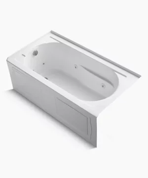 KOHLER Devonshire®60" x 32" alcove whirlpool bath with integral apron, integral flange, right-hand drain and heater