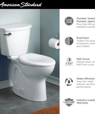 American Standard Cadet® PRO Two-Piece 1.6 gpf/6.0 Lpf Compact Chair Height Elongated Toilet Less Seat