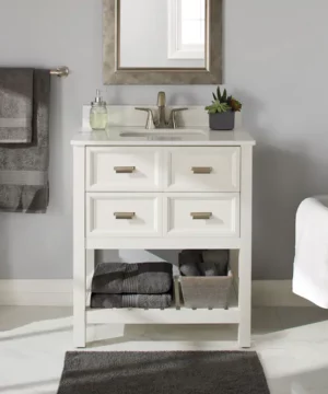 RUBY4-Drawers Bathroom Vanity, White, 30-in