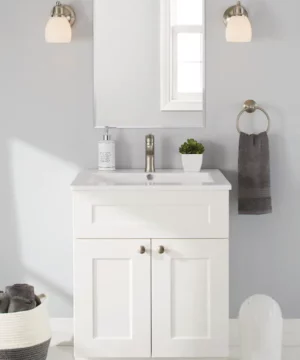RUBY Double Door Single Sink  Bathroom Vanity, White, 24-in