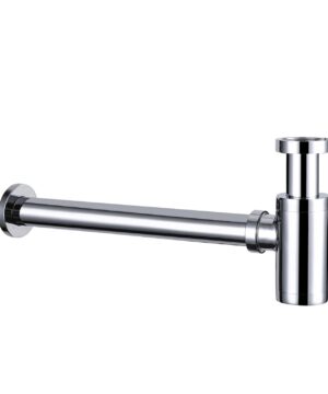 RUBY Brass Contemporary Round Bottle P Trap 1 1/4,Basin Sink Waste Drain P Trap Kit (Chrome)