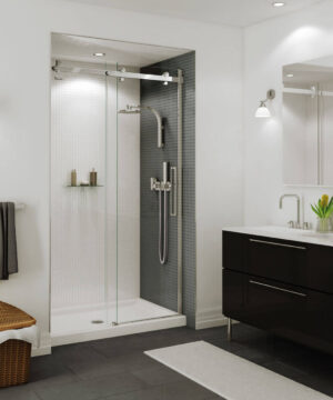 MAAX MAAX B3Round 48”x34”x3” Acrylic Wall Mounted Shower Base with Center Drain