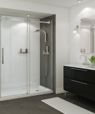 MAAX  B3Round 60"x 30" Acrylic Corner Right Shower Base with Anti-slip Bottom with in White