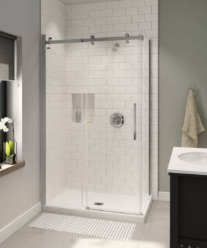 MAAX SERIES   B3X 4836 Acrylic Corner Left Shower Base with Center Drain in White 47 7/8" x 35 7/8" x 3"