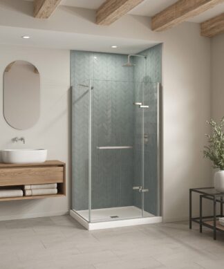 MAAX SERIES   B3X 4236 Acrylic Corner Right Shower Base with Anti-slip Bottom with Center Drain in White 41 7/8" x 35 7/8" x 3"