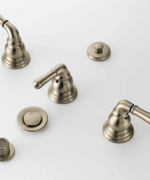 RUBY Bidet Faucet with 3 Lever Handle and Brass Pop-up 3, BrushedNickel