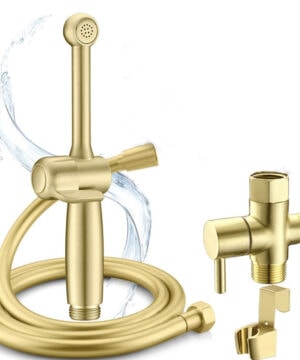 RUBY Handheld Toilet Sprayer, Hand Water Bidet Sprayer Shatafa Bathroom Jet Sprayer Kit, Solid Brass Diaper Sprayer for Baby Hand shower for Toilet with Adjustment Water Control for Personal Hygiene