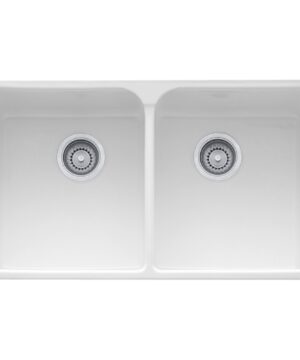 Franke MHK720-35WH Manor House Fireclay Apron Front 2 Bowl Sink - White
