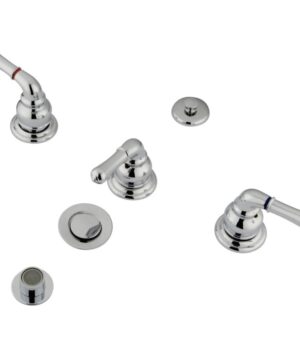 RUBY CANADA Bidet Faucet with 3 Lever Handle and Brass Pop-up 3,Chrome