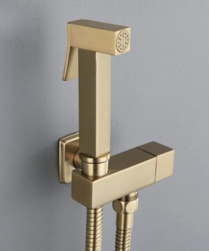 RUBY Bidet Sprayer for Toilet, Brushed Gold Brass Cold and Hot Water Bidet Sprayer Baby Cloth Diaper Sprayer for Personal Hygiene