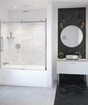 MAAX COLLECTION SERIES   Vela 56 ½-59 x 59 in. 8 mm Sliding Tub Door for Alcove Installation with Clear glass