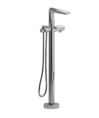 RIOBLE Parabola 2-Way Type T (Thermostatic) Coaxial Floor-Mount Tub Filler With Hand Shower