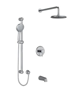 Riobel Georgian Type T/P (Thermostatic/Pressure Balance) 1/2 Inch Coaxial 3-Way System With Hand Shower Rail Shower Head And Spout