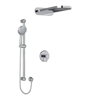 Riobel Georgian Type T/P (Thermostatic/Pressure Balance) 1/2 Inch Coaxial 3-Way System With Hand Shower Rail And Rain And Cascade Shower Head