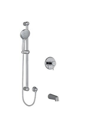 Riobel Georgian 1/2 Inch 2-Way Type T/P (Thermostatic/Pressure Balance) Coaxial System With Spout And Hand Shower Rail