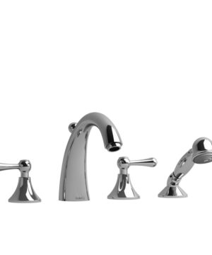 Riobel Classic 4-Hole Deck Mount Tub Filler Brushed Nickel With Lever Handles