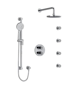 Riobel CS Type T/P (Thermostatic/Pressure Balance) Double Coaxial System With Hand Shower Rail 4 Body Jets And Shower Head