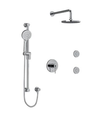 Riobel CS Type T/P (Thermostatic/Pressure Balance) 1/2 Inch Coaxial 3-Way System Hand Shower Rail Elbow Supply Shower Head And 2 Body Jets - Chrome