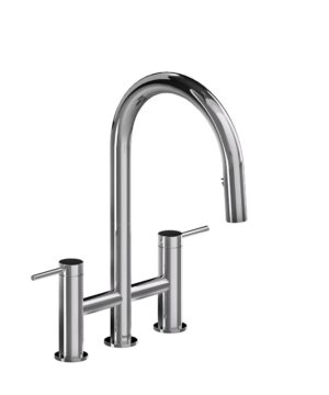 Riobel Azure Bridge Pulldown Kitchen Faucet  Stainless Steel Finish