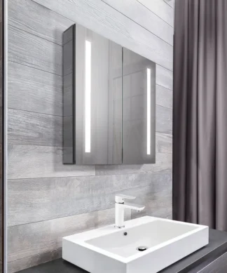 RUBY 24" x 27" Embeddable medicine cabinet with 2 mirror doors and integrated LED light