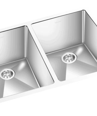 GEM double bowl under mount square double satin sink 33”x18”x9”