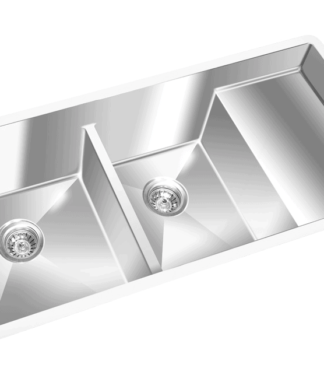 GEM double bowl under mount satin square sink 42”x 19″x 10″