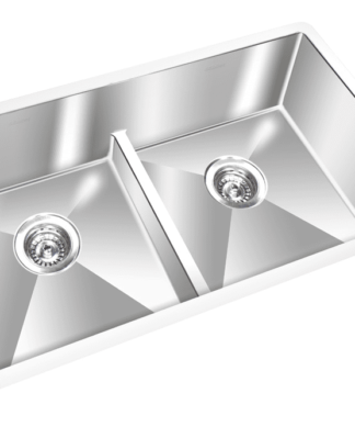 GEM double bowl under mount satin square sink 33”x 19″x 10″