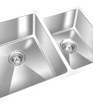 GEM double bowl under mount satin square sink 29”x20″ LEFT bowl 9″ right  bowl 7½”