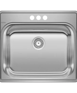 BLANCO 22"X20" ESSENTIAL DEEP BOWL 3-HOLE (4"CC) UTILITY/LAUNDRY SINK - STAINLESS