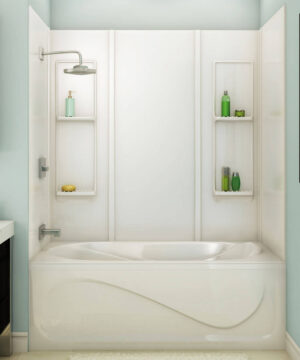 MAAX Elan 61" x 32" x 59" Acrylic Glue up Five-Piece Tub Wall Surround in White (Smooth Wall)