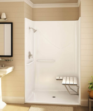 MAAX Outlook BFS-48F78. 50" x 39" x 78" AcrylX Alcove Center Drain One-Piece Shower in White