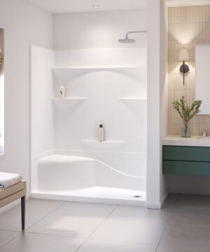 MAAX Olio Smooth 60" x 30" x 57" AcrylX Direct-to-Stud Three-Piece Wall Kit in White