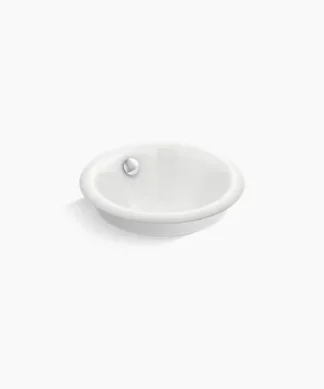 KOHLER Iron Plains® Round Drop-in/undermount vessel bathroom sink with White painted underside (Length: 10-3/16"  Width: 10-3/16"  Bowl depth: 4-1/2")