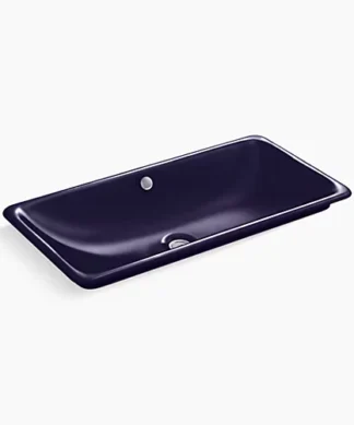 KOHLER Iron Plains®  27-13/16"x 13-3/8" x 4-3/4" Trough RectangleDrop-in/undermount vessel bathroom sink with Indigo Blue painted underside