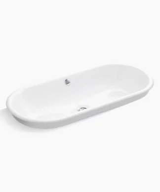 KOHLER Iron Plains® 33" oval drop-in/undermount/vessel bathroom sink with White painted underside