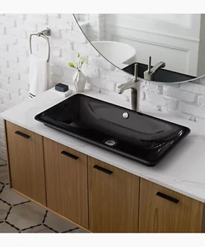 KOHLER Iron Plains® Trough RectangleDrop-in/undermount  28-13/16"x 14-7/6"x 4-3/4"vessel bathroom sink with Iron Black painted underside