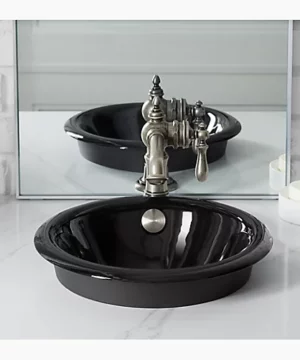 KOHLER Iron Plains® Round Drop-in/undermount  10-3/16"x10-3/16"x4-1/2" vessel bathroom sink with Iron Black painted underside