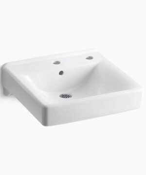 KOHLER Soho® 20" x 18" wall-mount/concealed arm carrier bathroom sink right-hand soap dispenser hole