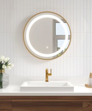 Kalia Canada EFFECT LED-illuminated bathroom mirror - 24” x 24” - Brushed gold