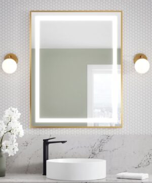 Kalia Canada EFFECT LED-illuminated bathroom mirror - 30” x 38” - Brushed gold