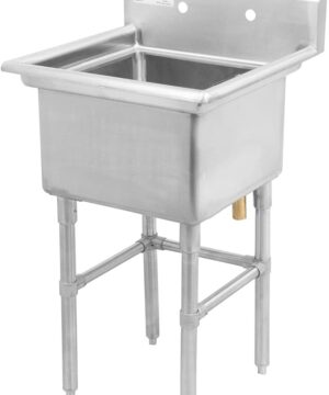 RUBY CANADA Stainless Steel Commercial Duty 18" x 18" Single Sink Ideal for Kitchen