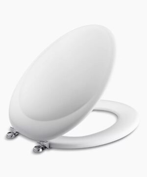 KOHLER Revival® Elongated toilet seat with Polished Chrome hinges