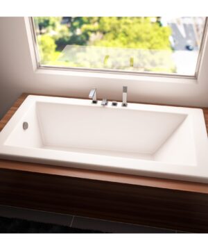 Neptune Canada Zen 6030 66"-72"- 60"×30"-32"- 34"-36"- 42" Acrylic Drop-In End Drain Bathtub with 2 in. Deck in White