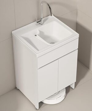 RUBY CANADA Laundry Sink with Cabinet For & Utility Room Garage Basement Hotel( Faucet included)