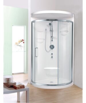 Neptune Canada Alea 32" x 32" Round Acrylic Corner One-Piece Shower with Center Drain in White