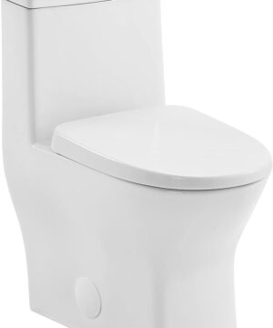 Swiss Madison Sublime II Compact 24" Length One Piece Toilet Dual Flush 0.8/1.28 GPF with Side Holes, Glossy White Small Toilet for Small Spaces Modern Toilets for Bathrooms