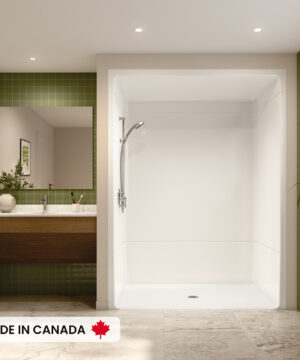 Neptune Canada Banff 68" x 38" x 88" BFS-6036A Acrylic Alcove Center Drain Beveled Threshold Three-Piece Shower in White