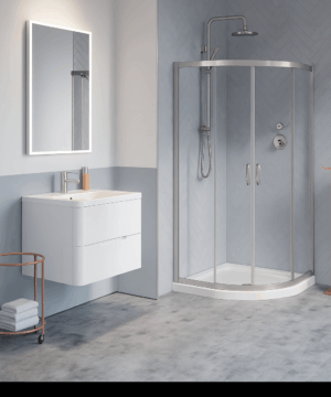 Fleurco Canada Capri 36"- 38" Neo, 5/32" (4 mm) glass for fixed panels, 1/4" (6 mm) for door panels, 72" H