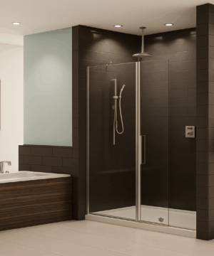 Fleurco Canada Siena 40" Shower shield, 1/4" (6 mm) glass, 75" H (76 1/2" to top of support bar)