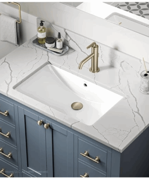 RUBY CANADA  Rectangular Porcelain Ceramic Undermount Bathroom Sink in White with Overflow Drain